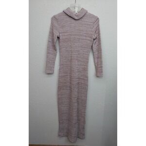 Vtg 60s 70s Maxi Dress Womens 10 Pink Striped Stretch Mod Retro MCM Knit